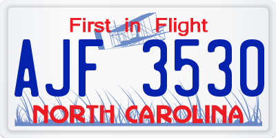 NC license plate AJF3530