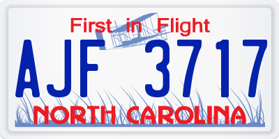 NC license plate AJF3717