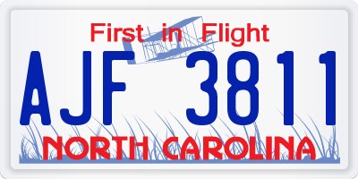 NC license plate AJF3811