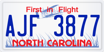 NC license plate AJF3877