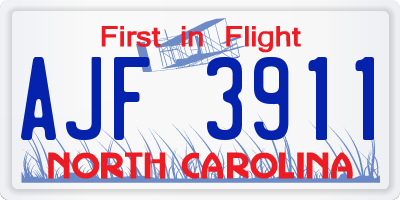 NC license plate AJF3911