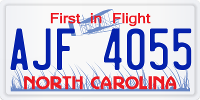 NC license plate AJF4055