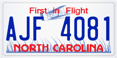 NC license plate AJF4081