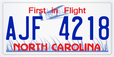 NC license plate AJF4218