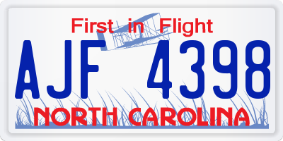NC license plate AJF4398