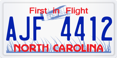 NC license plate AJF4412
