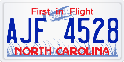 NC license plate AJF4528