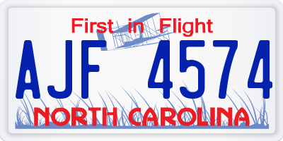 NC license plate AJF4574