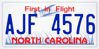 NC license plate AJF4576
