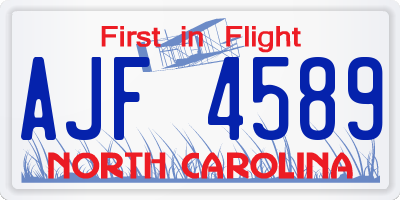 NC license plate AJF4589