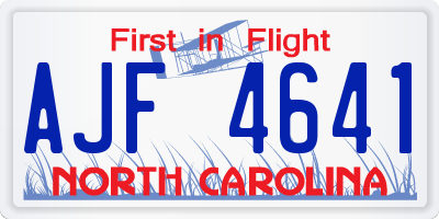 NC license plate AJF4641