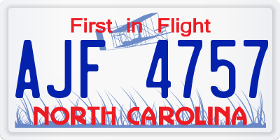 NC license plate AJF4757