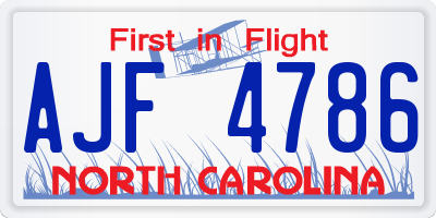 NC license plate AJF4786