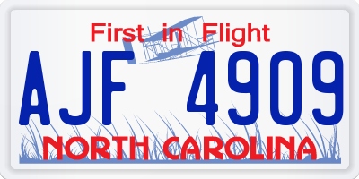 NC license plate AJF4909
