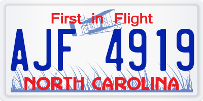 NC license plate AJF4919