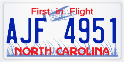 NC license plate AJF4951