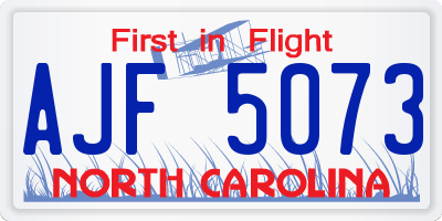 NC license plate AJF5073
