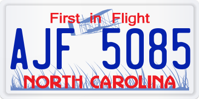 NC license plate AJF5085