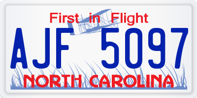 NC license plate AJF5097