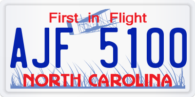 NC license plate AJF5100