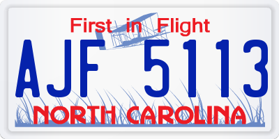 NC license plate AJF5113