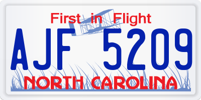 NC license plate AJF5209