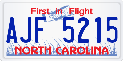 NC license plate AJF5215
