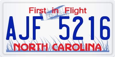 NC license plate AJF5216