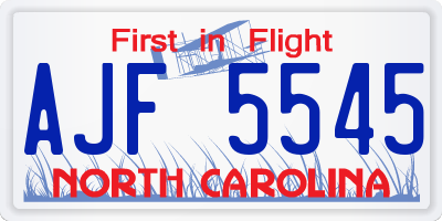 NC license plate AJF5545