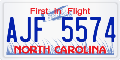 NC license plate AJF5574