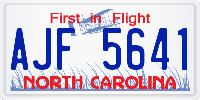 NC license plate AJF5641