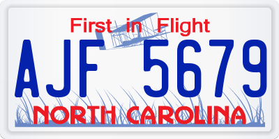 NC license plate AJF5679