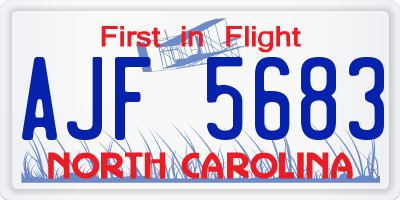 NC license plate AJF5683