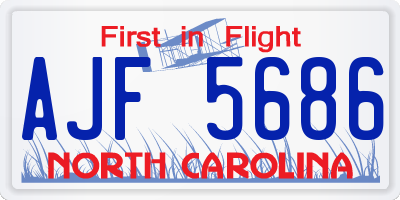 NC license plate AJF5686