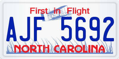 NC license plate AJF5692