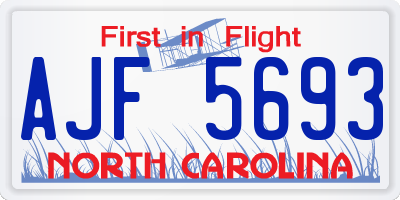 NC license plate AJF5693