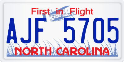 NC license plate AJF5705