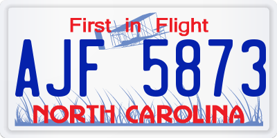NC license plate AJF5873