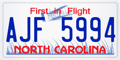 NC license plate AJF5994