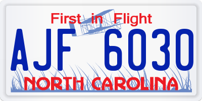 NC license plate AJF6030