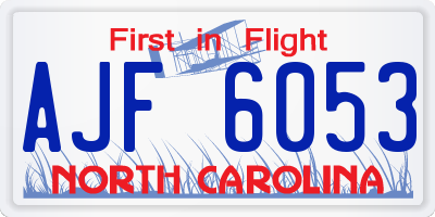 NC license plate AJF6053