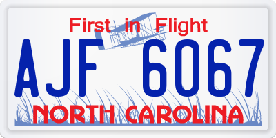 NC license plate AJF6067