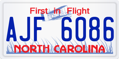 NC license plate AJF6086