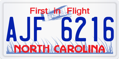 NC license plate AJF6216