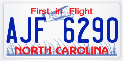 NC license plate AJF6290