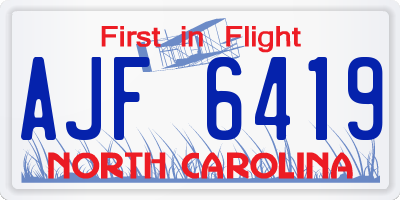 NC license plate AJF6419