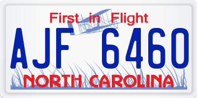 NC license plate AJF6460