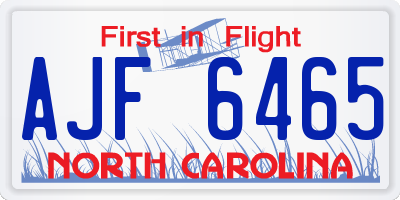 NC license plate AJF6465