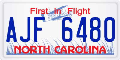 NC license plate AJF6480