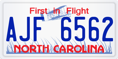 NC license plate AJF6562
